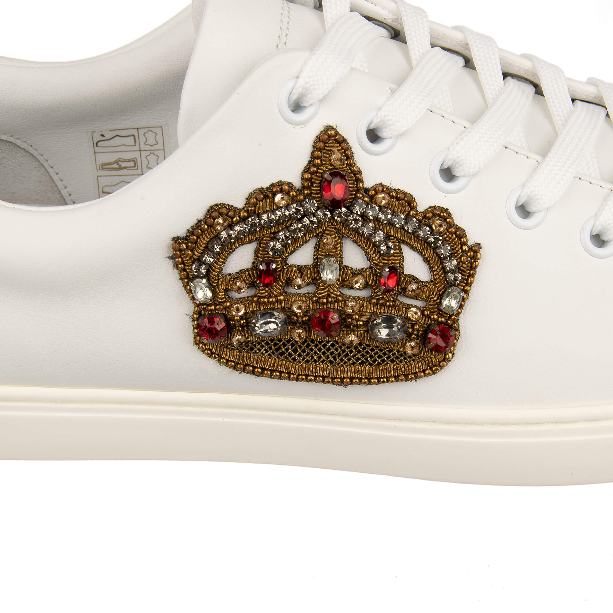 Dolce Gabbana Crystal Goldwork Crown Embroidery Sneaker LONDON