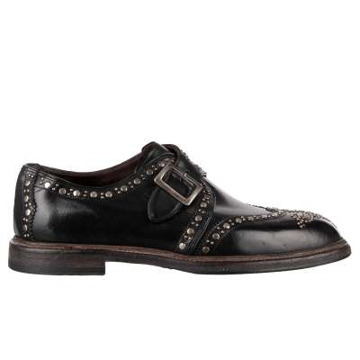 Studded Derby Shoes MARSALA with Buckle Black