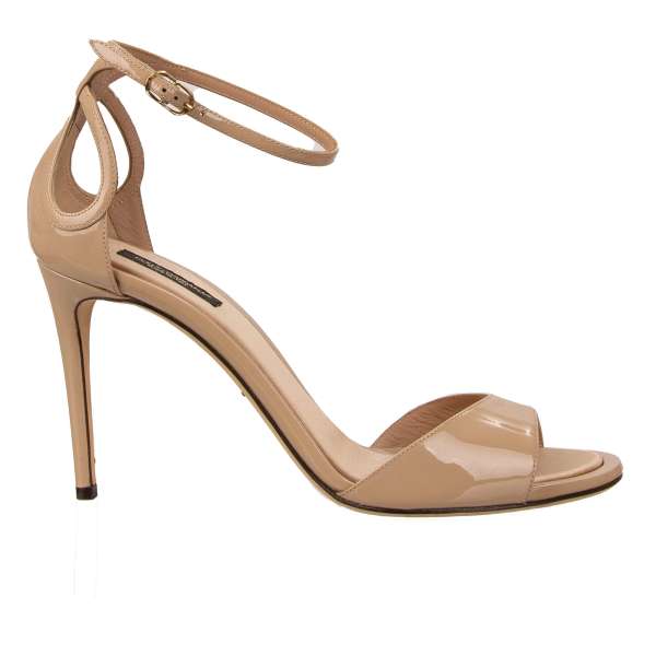 Patent leather Heels Sandals KEIRA in beige by DOLCE & GABBANA