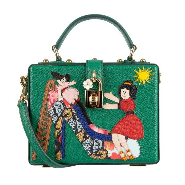 Schultertasche / Clutch / Handtasche DOLCE BOX aus Dauphine Leder mit Familienmotiv Patch aus Leder und dekorativem Schloss von DOLCE & GABBANA