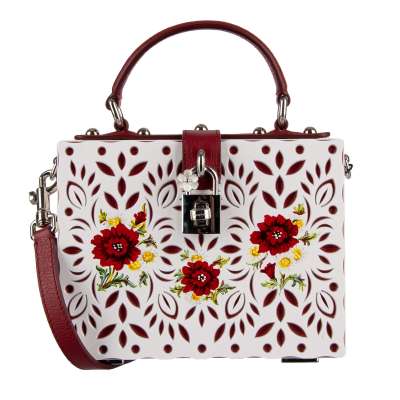Hand Painted Poppy Chamomile Plexi DOLCE BOX Bag White Red
