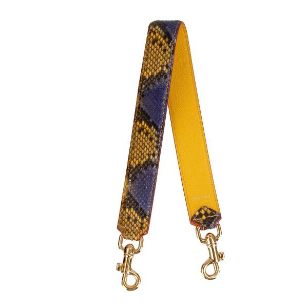 Dauphine and snake leather bag Strap / Handle in yellow, purple and gold by DOLCE & GABBANA