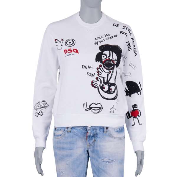 Sweatshirt / Sweater "Love / Call Me Graffiti" in Weiß von DSQUARED2
