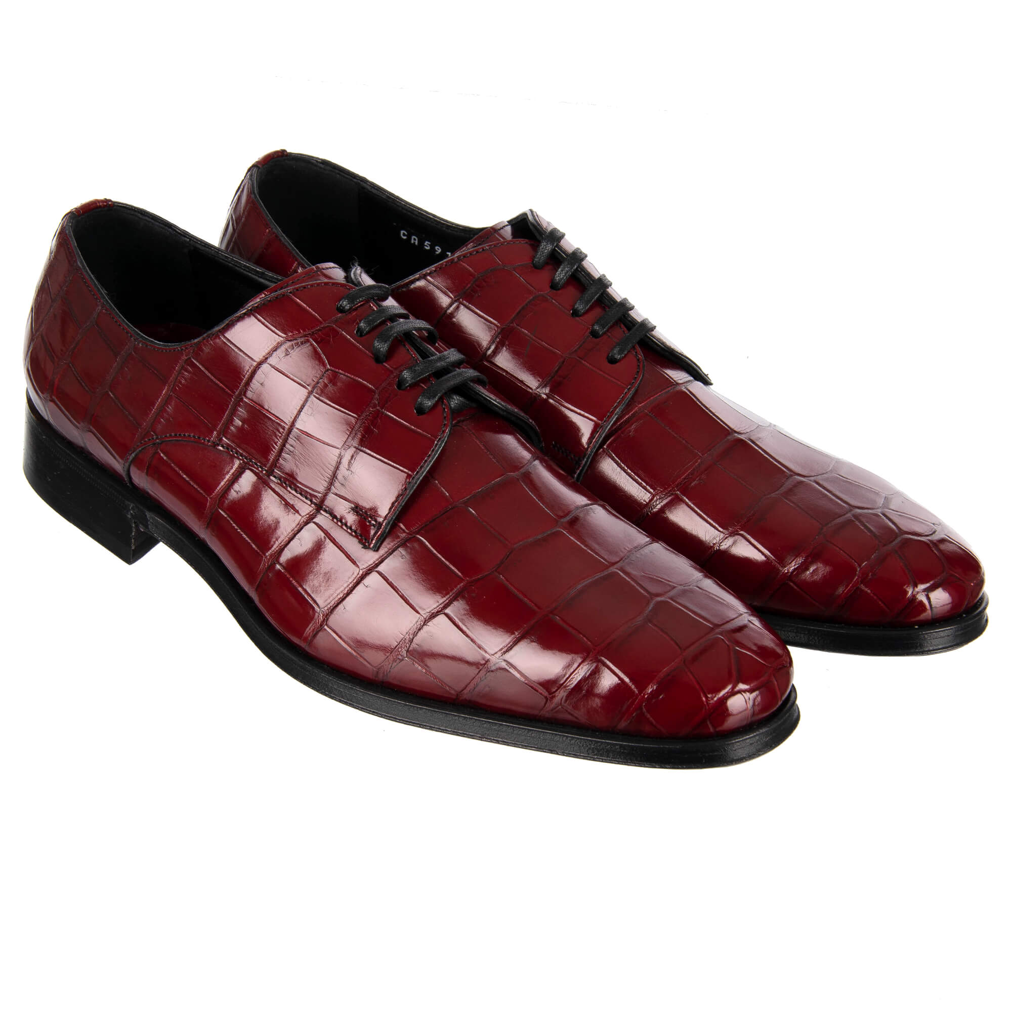 Dolce Gabbana Crocodile Leather Derby Shoes VENEZIA Burgundy Red FASHION ROOMS