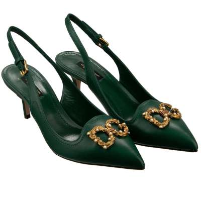 DG Pearl AMORE Slingbacks Leather Pumps BELLUCCI Green 38.5