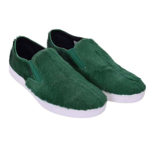 Slip-On sneaker shoes LONDON made of fur with logo by DOLCE & GABBANA