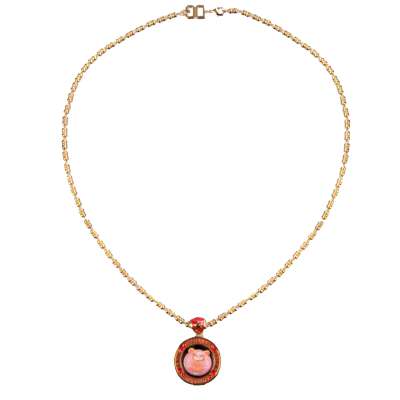 UNISEX DG KIng Pig Pendant Chain Pink Gold