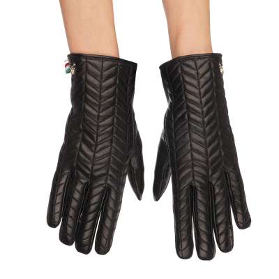 Metal Skull Gass Leather Cashmere Gloves