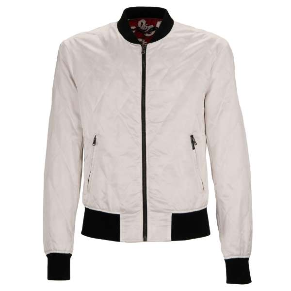 Quilted nylon bomber jacket with knitted details, zip closure and zip pockets by DOLCE & GABBANA