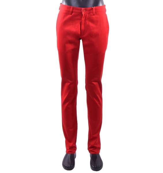 Slim Fit chino trousers for men with logo print by MOSCHINO COUTURE