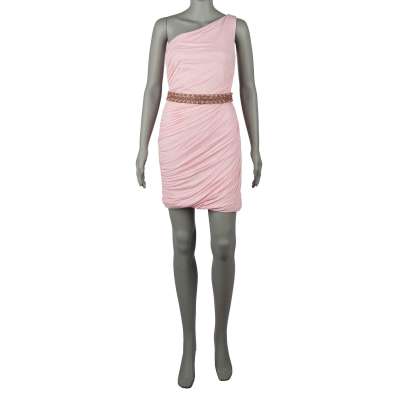Kurzes Mini Stretch Kleid mit Kristall-Gürtel Pink 42