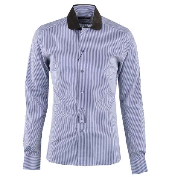 Striped cotton Shirt SICILIA with contrast cord collar by DOLCE & GABBANA 