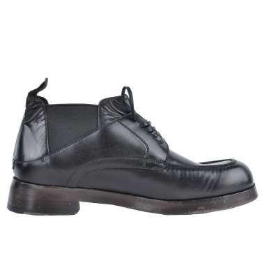 Horse Leather Lace-Up Boots Black 39.5