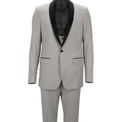 3 Piece Silk Wool Suit Jacket Waistcoat MARTINI Gray 48 38 M