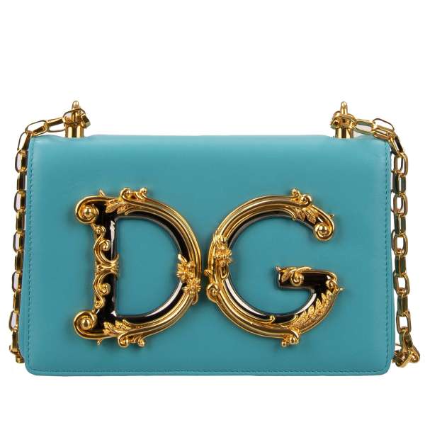Clutch / Crossbody Bag DG GIRLS made of nappa leather with a large enameled baroque style DG Logo and vintage chain strap by DOLCE & GABBANA
