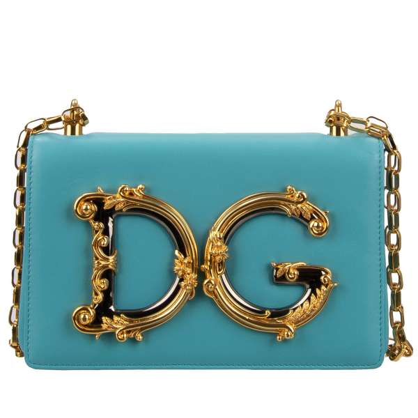 Crossbody Tasche / Clutch DG GIRLS aus Nappa Leder mit großem emailliertem DG Logo in Barock Stil und Vintage Kettenriemen von DOLCE & GABBANA