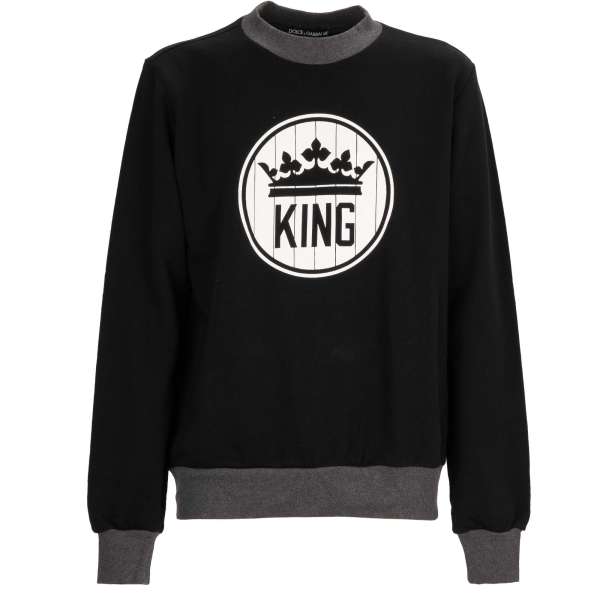 Sweater / Pullover KING aus Baumwolle mit Krone Print von DOLCE & GABBANA