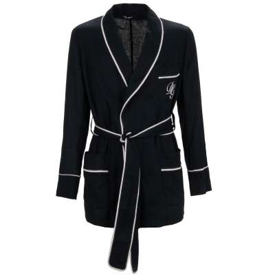 DG Logo Linen Robe Blazer Blue White