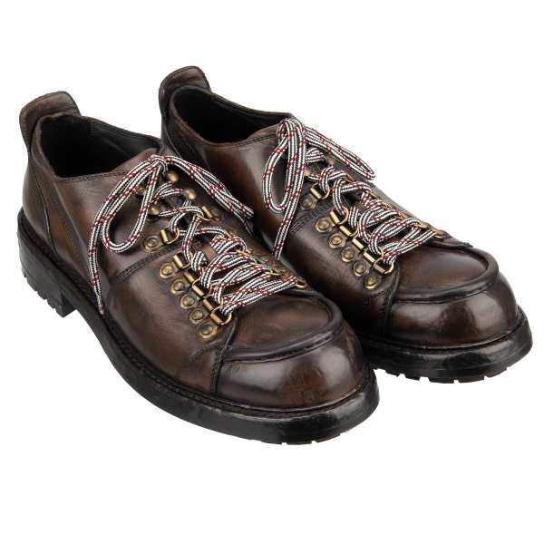 Trekking Stil Derby Shoes BERNINI made of horse leather with lace in brown by DOLCE & GABBANA