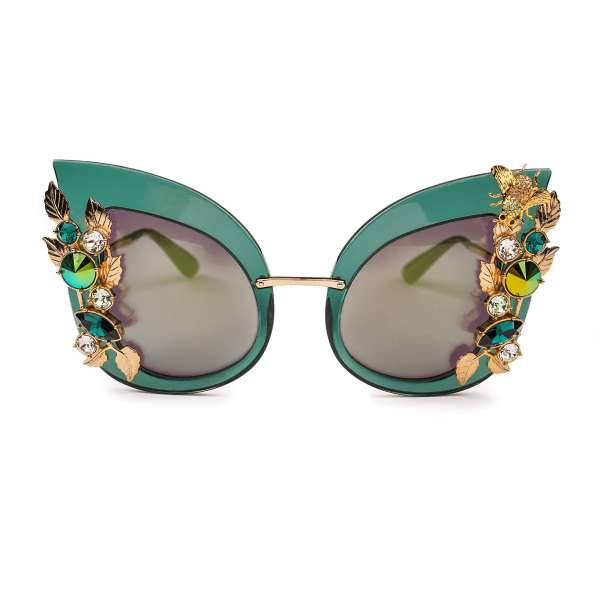 Dolce Gabbana Special Edition Butterfly Sunglasses DG4293 with Crystals and Leafs Green FASHION ROOMS