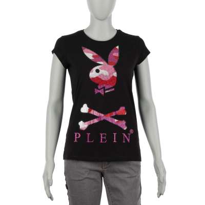 Bunny Strass T-Shirt Schwarz Pink