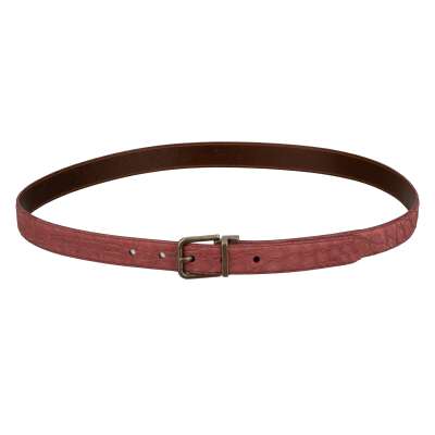 Antique Gold Buckle Croco Leather Belt Bordeaux Pink 95 38