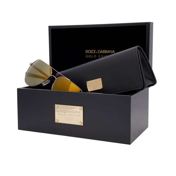 GOLD Edition Pilot Style Gold plated Metal Sunglasses DG 2133 with special box and case DOLCE & GABBANA