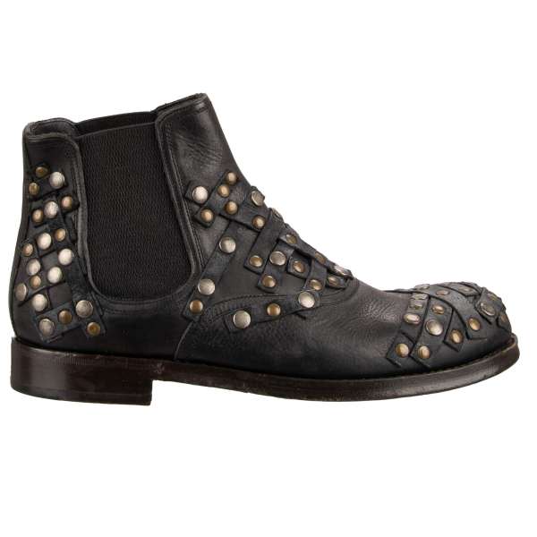 Calfskin Ankle Boots SIRACUSA with Studs by DOLCE & GABBANA 