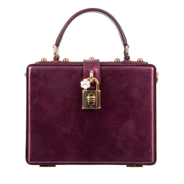 Glänzende Clutch Handtasche / Schultertasche DOLCE BOX aus laminiertem Ziegenleder mit dekorativem Schloss von DOLCE & GABBANA