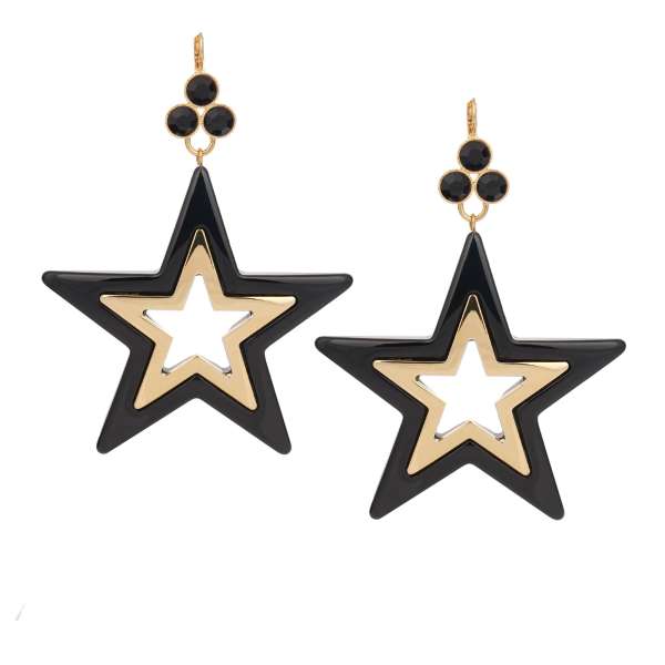  "Stelle" Stern Ohrringe mit Kristallen in Gold und Schwarz von DOLCE & GABBANA 