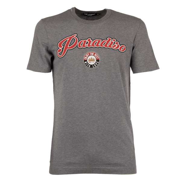 Baumwolle T-Shirt mit Paradiso Print und Logo Sticker von DOLCE & GABBANA