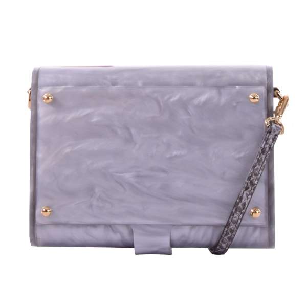 Plexi shoulder clutch box with marble effect and logo plaque by DOLCE & GABBANA Black Label