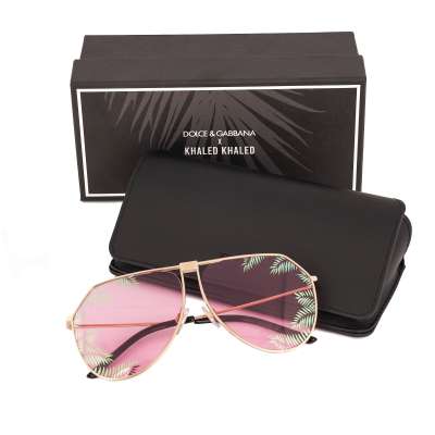 DJ KHALED Pilot Style Metal Sunglasses DG 2248 Gold Pink