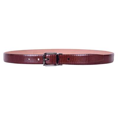 Lizard Belt with Roller Buckle Brown