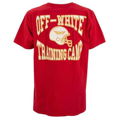 Virgil Abloh Eagle Football T-Shirt mit Stickerei und Logo Rot L