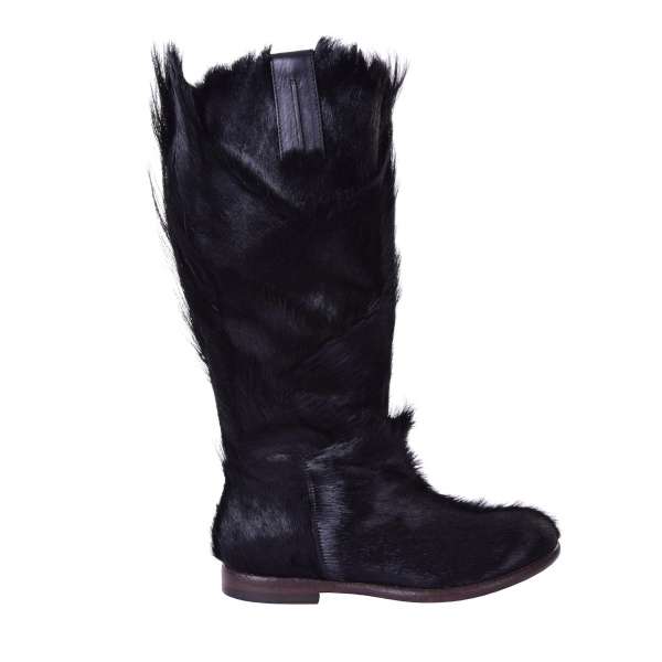 Gazelle Fur Winter Boots with zip fastening by DOLCE & GABBANA Black Label