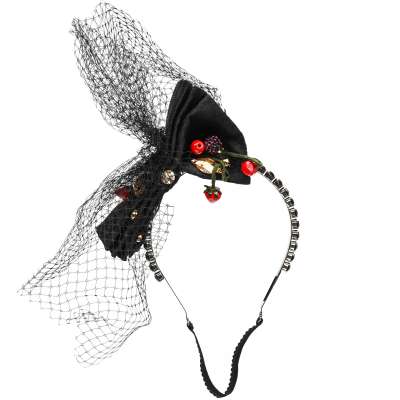 Crystal Berry Lace Hairband Headband Tiara Black