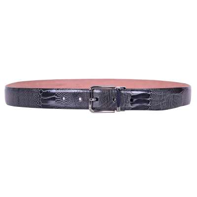 Classic Ostrich Leather Belt with Detachable Buckle Gray 80 32