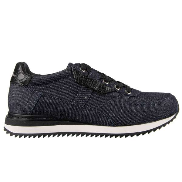 Unisex Sneakers NIGERIA made of denim with cayman leather details and logo by DOLCE & GABBANA