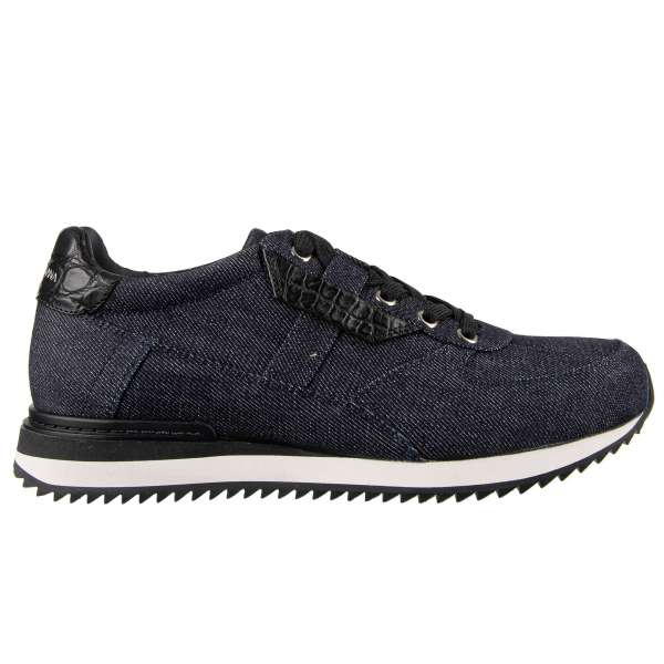 Unisex Sneaker NIGERIA aus Denim mit Kaiman Leder Details und Logo von DOLCE & GABBANA