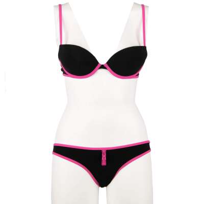 EA7 Seaworld Triangel Push-Up Bikini mit Logo und Zipper Black Pink