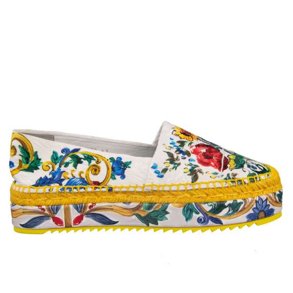 Majolica printed plateau Espadrilles made of cotton brocade by DOLCE & GABBANA Black Label