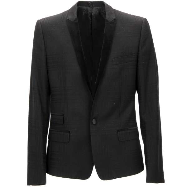 KarrierterTuxedo Blazer aus Schurwolle mit Samt Kragen in Schwarz von DOLCE & GABBANA