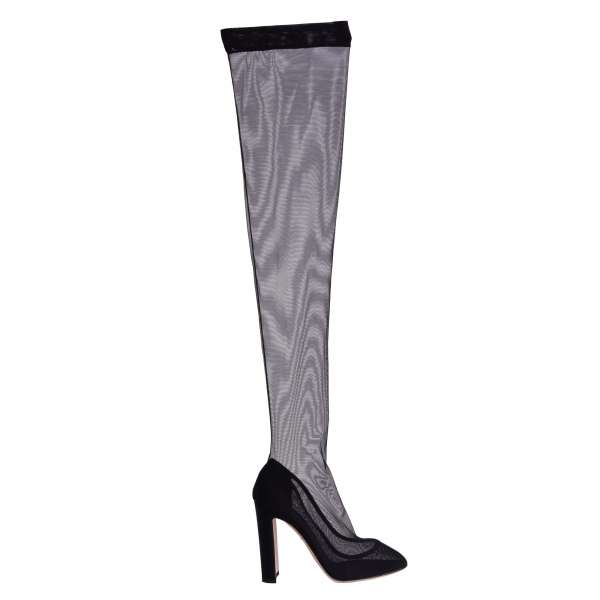 Over the Knee Tights Pumps VALLY made of stretch nylon in black by DOLCE & GABBANA Black Label