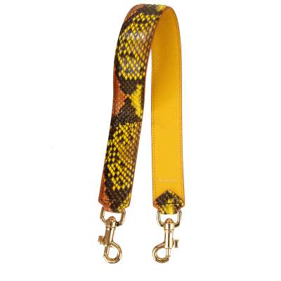 Snake Leather Bag Strap Handle Yellow Orange Gold