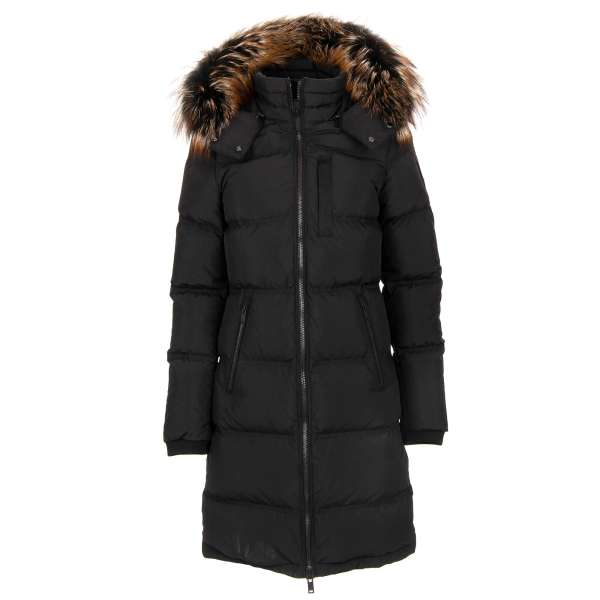 VIKING Parka / Jacke mit Pelz Kapuze und Gänsefedern in Schwarz von MOOSE KNUCKLES