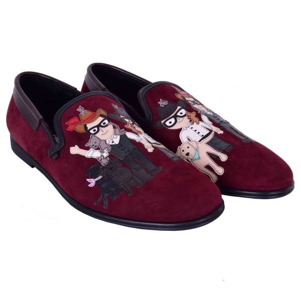 Suede Loafer Shoes AMALFI with Domenico Dolce and Stefano Gabbana embroidery and leather details by DOLCE & GABBANA
