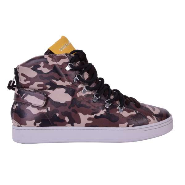 High-Top Sneaker NORVEGIA with camouflage print and lace, velcro & zip fastening by DOLCE & GABBANA Black Label