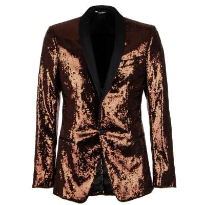 Pailletten Tuxedo Blazer MARTINI Bronze Schwarz