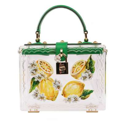 Transparente Handbemalte Zitronen Plexiglas Tasche DOLCE BOX 